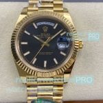 Swiss 1-1 Replica Rolex Day-Date ARF 3255 Black Dial Yellow Gold Watch 40mm 